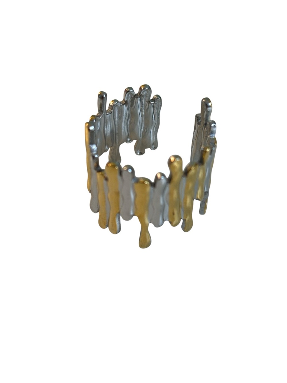 Three Distinct Modern Mixed Metal Statement Rings. Adjustable. - Picture 2 of 4